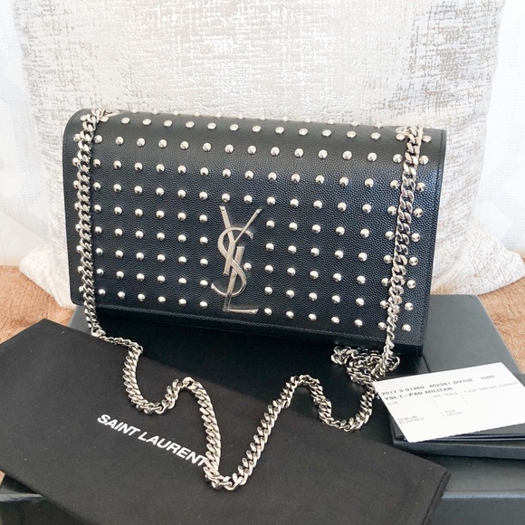Sold Saint Laurent Monogram Studded Shoulder Bag - Picture 2 of 8